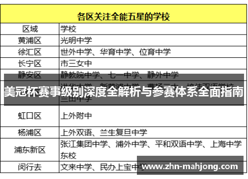 美冠杯赛事级别深度全解析与参赛体系全面指南 美冠杯赛事级别深度全解析与参赛体系全面指南